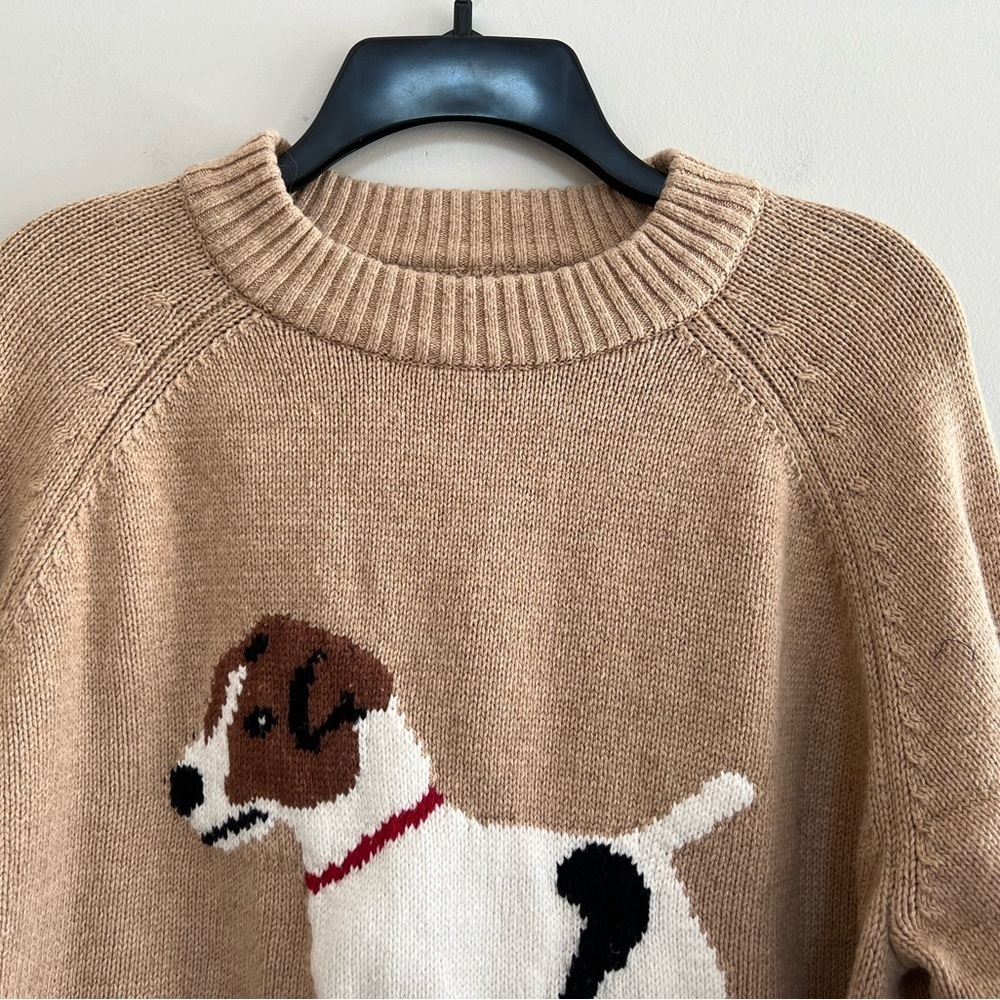 Joules Jack Russell Terrier Dog Crew Neck Pullover Knit Sweater Brown Tan, 14 - Picture 4 of 8